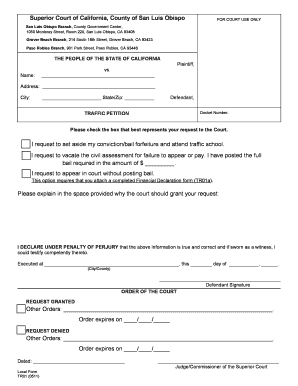 California Traffic Petition Form