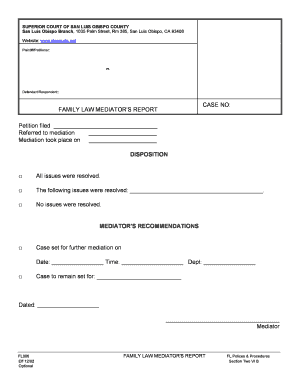Family Law Mediator's Report