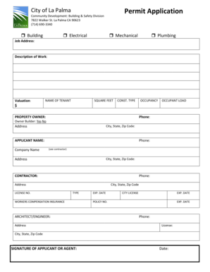 City of La Palma Building Permit Application
