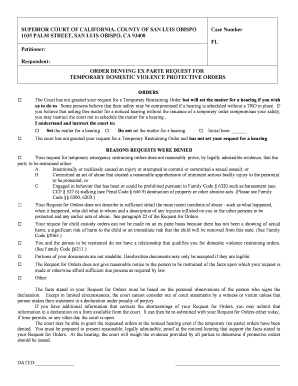 California Domestic Violence Protective Order Denial