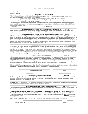 Mortgage Loan Application Compliance Notices