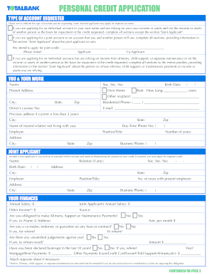 Personal Credit Application