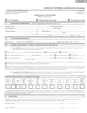 CalPERS 457 Deferred Compensation Program Employee Action Form