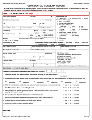 California Confidential Morbidity Report