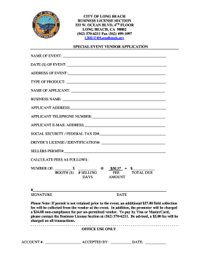 Special Event Vendor Application