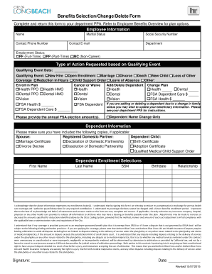 Employee Benefits Selection Form