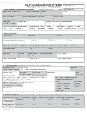 California Adult HIV/AIDS Case Report Form