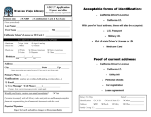 Adult Library Card Application