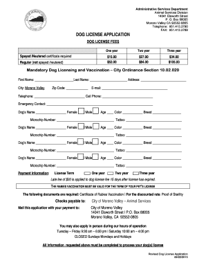 Dog License Application