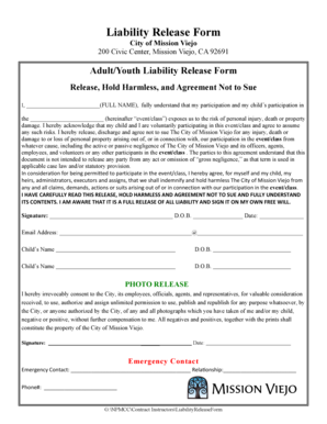 Adult/Youth Liability Release Form