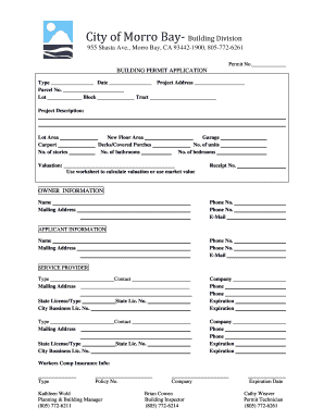 California Building Permit Application