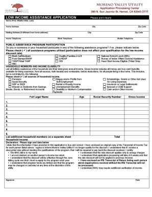 Low Income Energy Bill Assistance Application