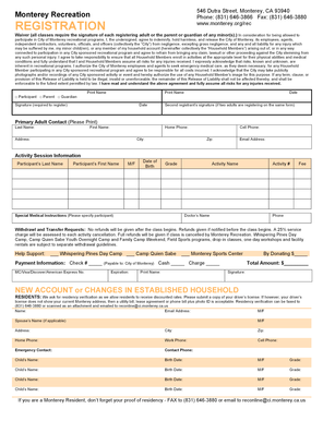 Monterey Recreation Program Waiver