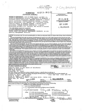 California Summons for Court Use Only