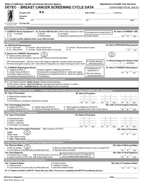 California Breast Cancer Screening Cycle Data Form