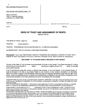 California Deed of Trust and Assignment of Rents