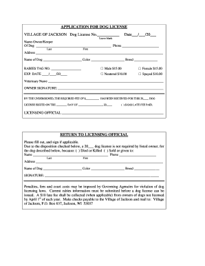 Dog License Application