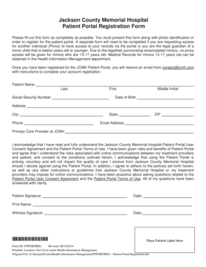 Jackson County Memorial Hospital Patient Portal Registration Form