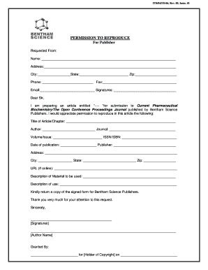 Permission to Reproduce Form