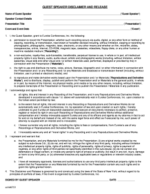 Guest Speaker Disclaimer and Release