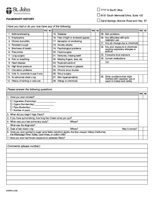 Pulmonary History Form