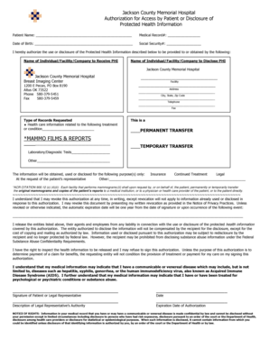 Authorization for Disclosure of Protected Health Information