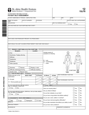 Outpatient Rehabilitation Patient Self-Assessment