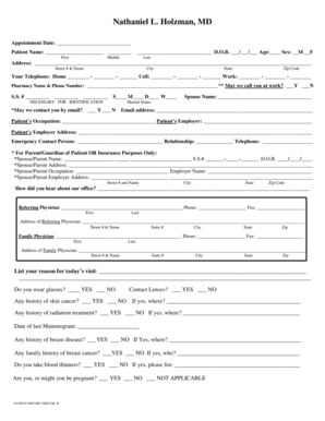 Patient Medical History Form