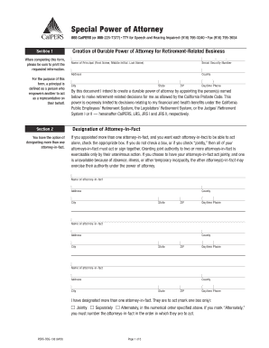 California Special Power of Attorney for Retirement-Related Business