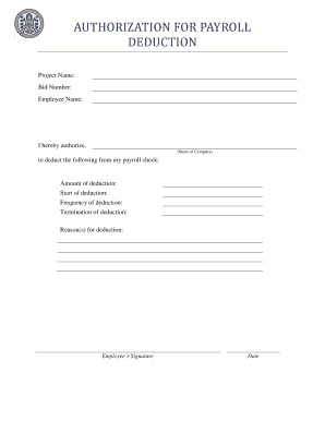 Authorization for Payroll Deduction