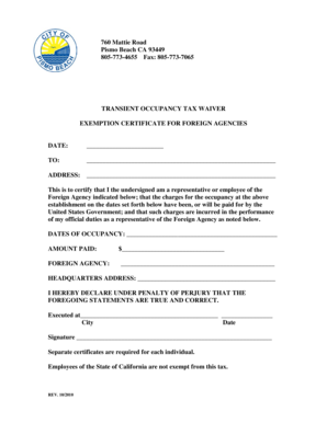 Transient Occupancy Tax Waiver