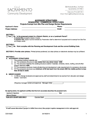 Accessory Structures Exemption Form