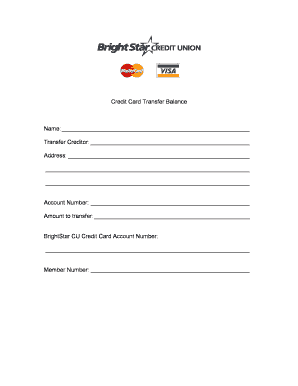 Credit Card Balance Transfer Form