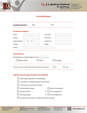 Anmeldebogen