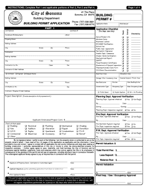 City of Sonoma Building Permit Application