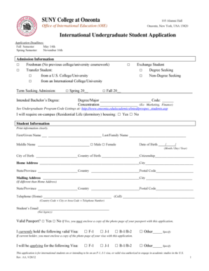International Undergraduate Student Application