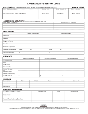 California Rental Application Form