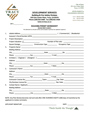 California Building Permit Worksheet