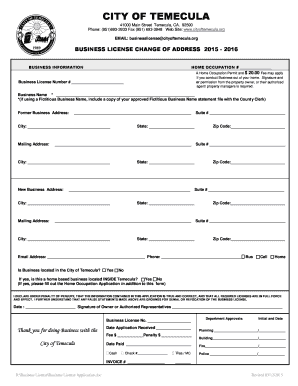 Business License Change of Address