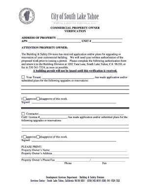 Commercial Property Owner Verification Form