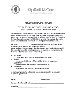 Tenants Affidavit of Service