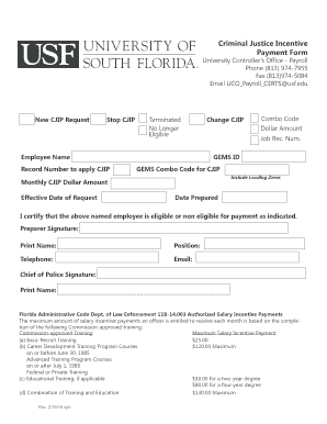 Criminal Justice Incentive Payment Form