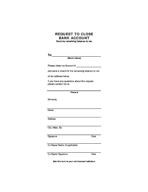 Bank Account Closure Request