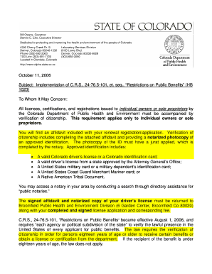 Colorado Public Benefits Affidavit