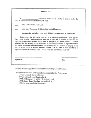 Affidavit of Lawful Presence