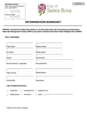 Storm Water BMP Determination Worksheet