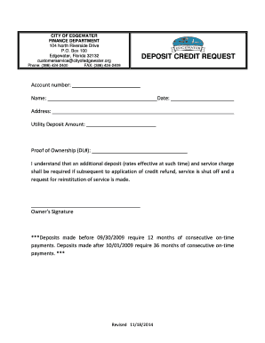 Utility Deposit Credit Request