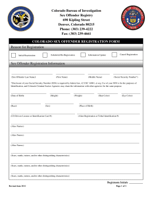 Colorado Sex Offender Registration Form