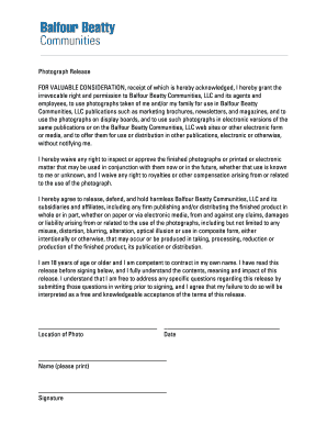 Photograph Release Agreement