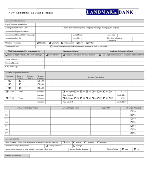 Landmark Bank New Account Request Form
